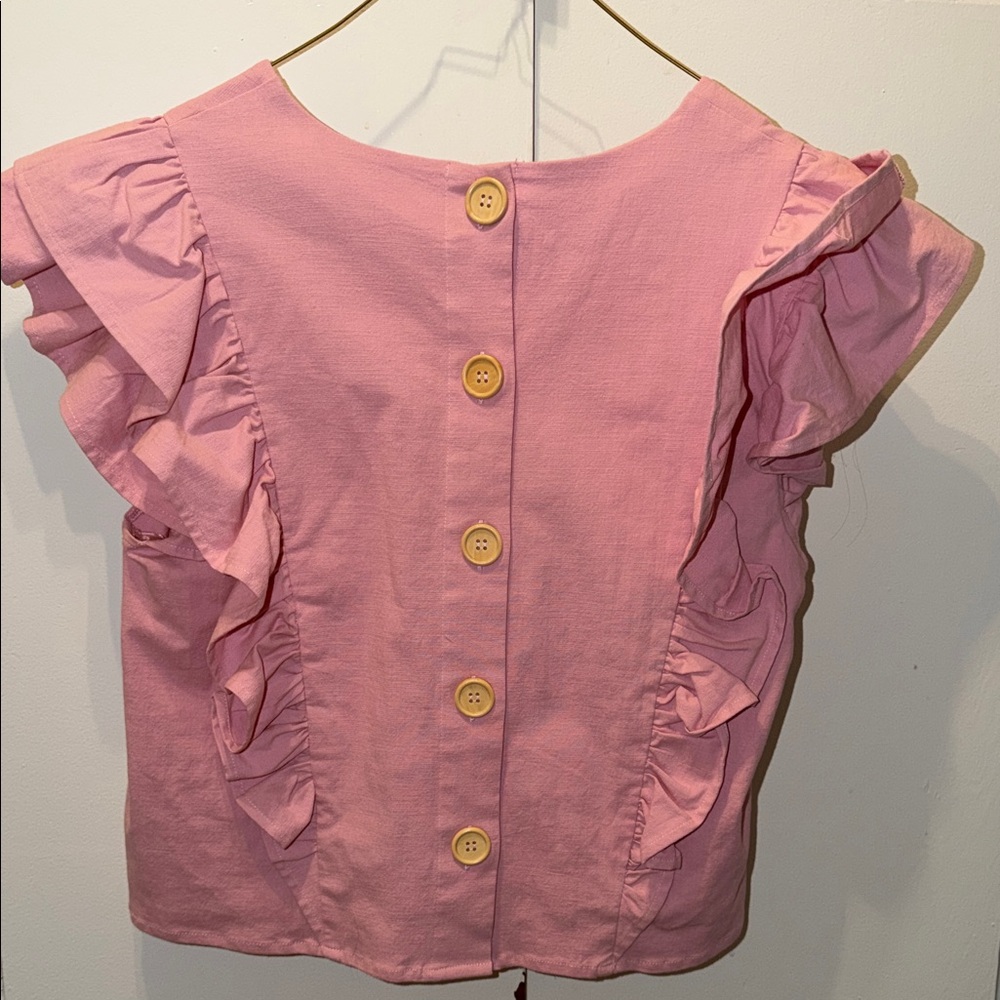 Entro Pink Ruffle Accent Blouse - Picture 3 of 3